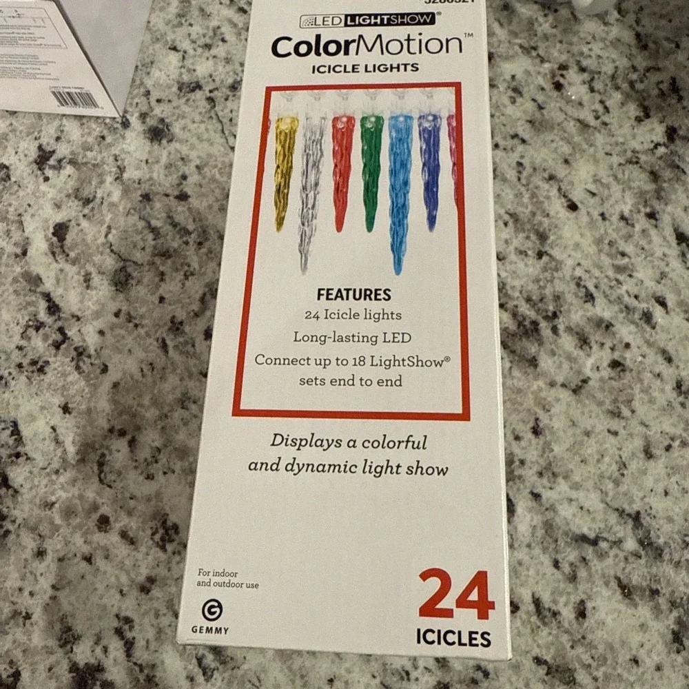 Gemmy Lightshow 24 Count ColorMotion Multicolor LED Christmas Icicle Lights NEW